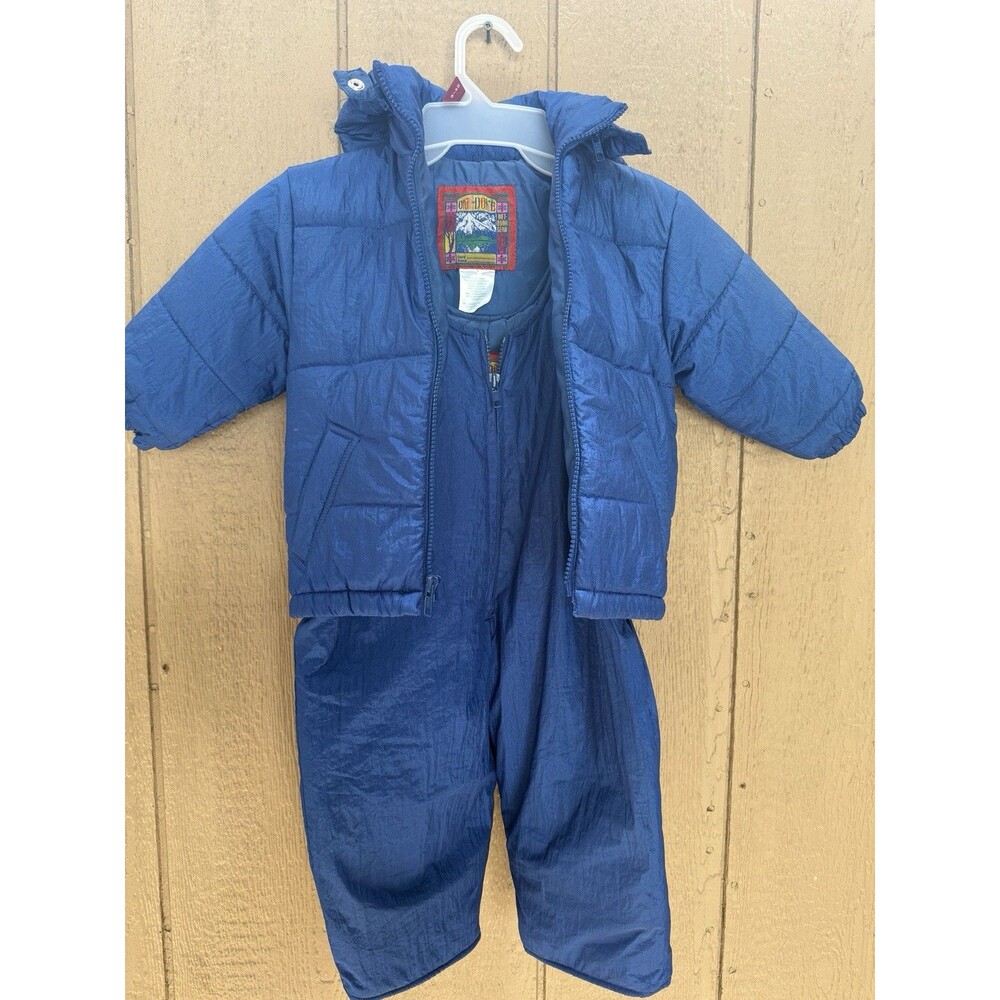 vintage 90s Okie Dokie royal blue 2-piece snowsuit set 2T.